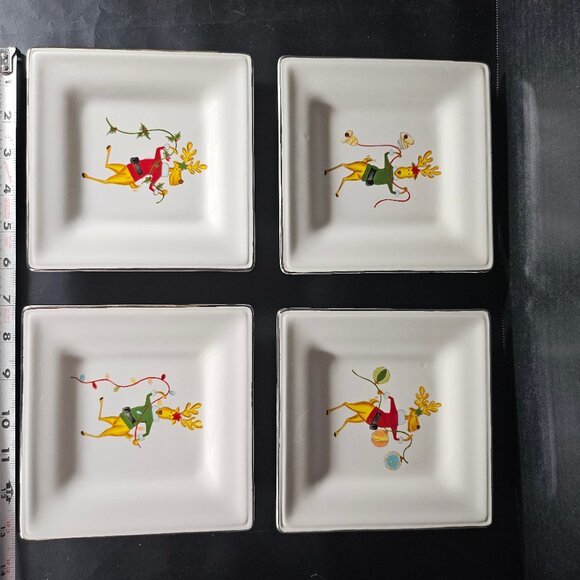 Laurie Gates Winter Wonder Set of Four Square Salad Plates. NOS. Retired - Picture 12 of 12